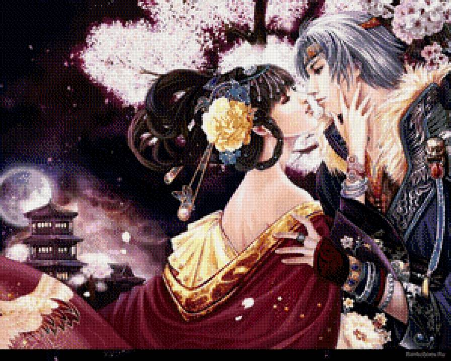 принцесса и самурай - принцесса, пара, любовь, самурай, восток - предпросмотр
