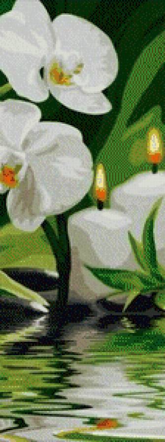 Триптих "Романтика орхидеи" ч.2 - панно, отражение, триптих, цветы, свечи, романтика - предпросмотр