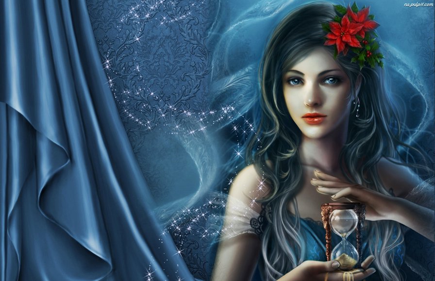 время... - девушка, песочные часы, время - оригинал