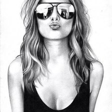 Схема вышивки «Девушка в очках»