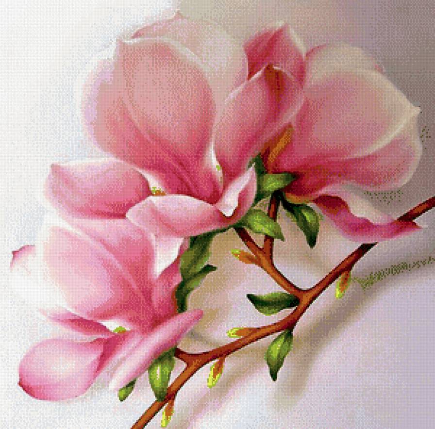 Нежность магнолии - панно, цветы - предпросмотр