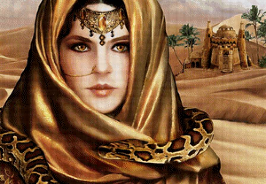 Девушка в золотом - змея, восток, золото, девушка - предпросмотр