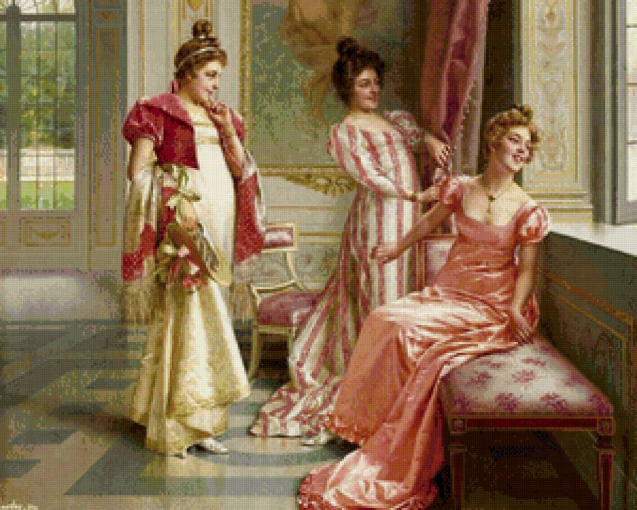 кокетки - кокетка, красавица, девушка, живопись, женщина - предпросмотр