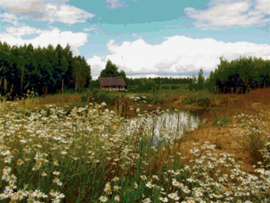 Летняя тишина - домик, природа, пейзаж, река, берег - предпросмотр