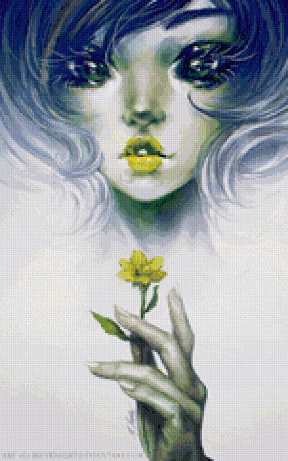 Синеглазка - девушка, лицо, цветок - предпросмотр