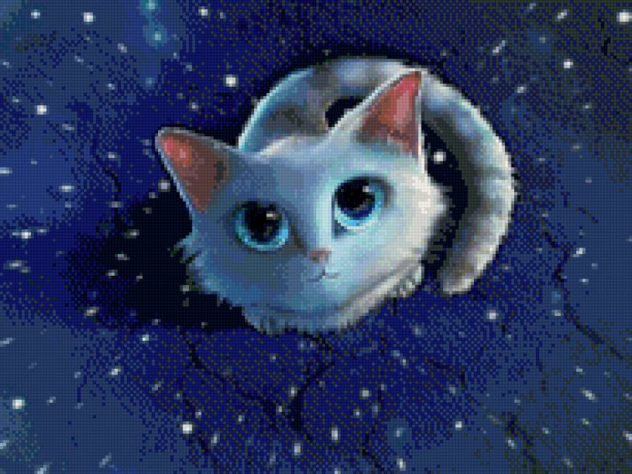 Котик на снегу - зима, глаза, взгляд, снег, кот - предпросмотр