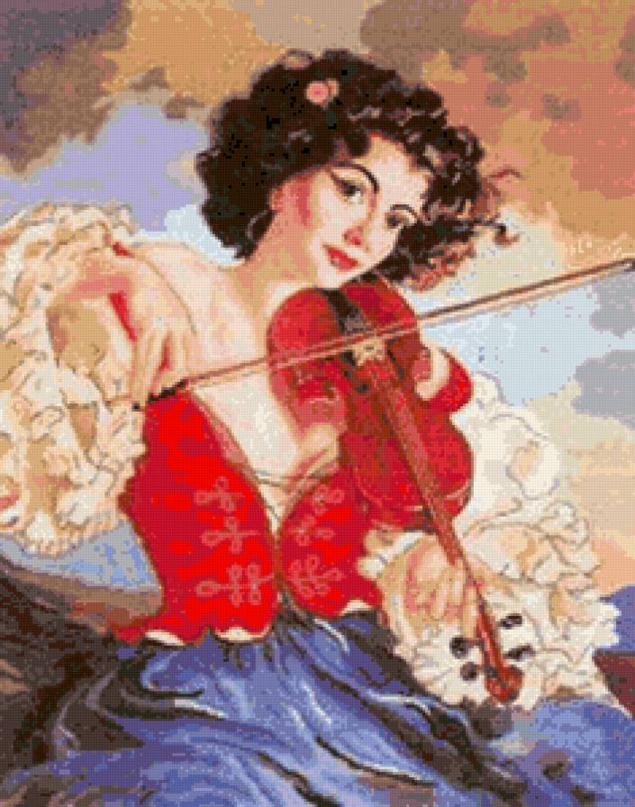 Цыганка - девушка, скрипка - предпросмотр