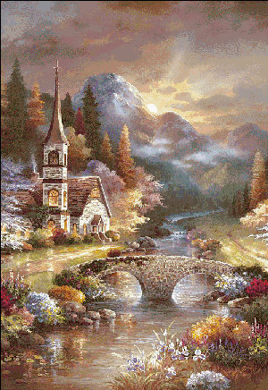 ранняя служба - пейзаж, церковь, природа - оригинал