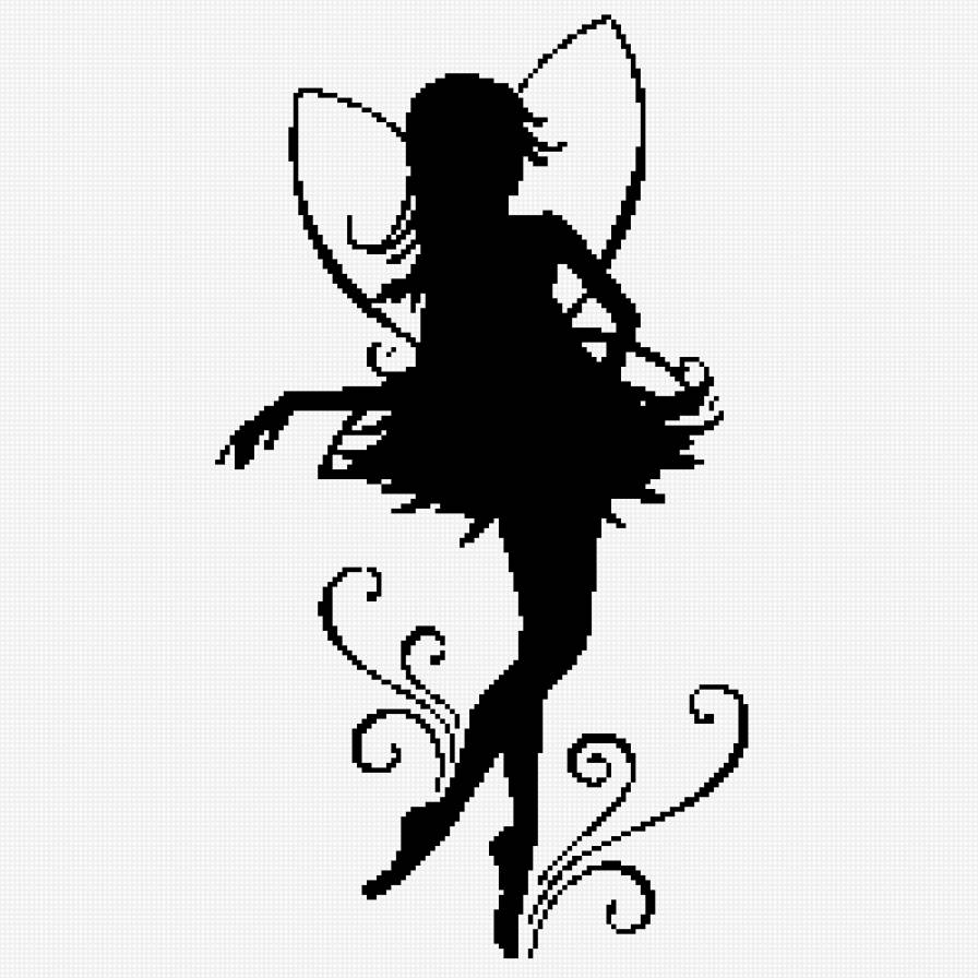 Силуэт 6 - девушка, фэнтези, монохром - предпросмотр