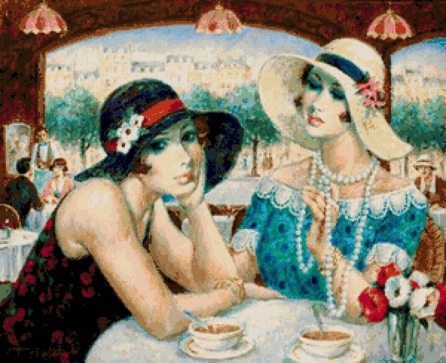 Подруги - встреча, девушки, кафе - оригинал