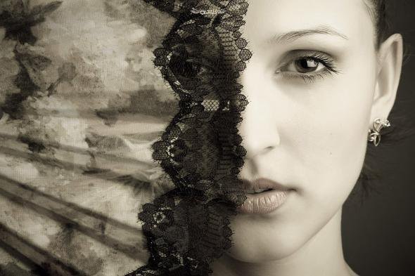 девушка с веером - девушка, люди - оригинал