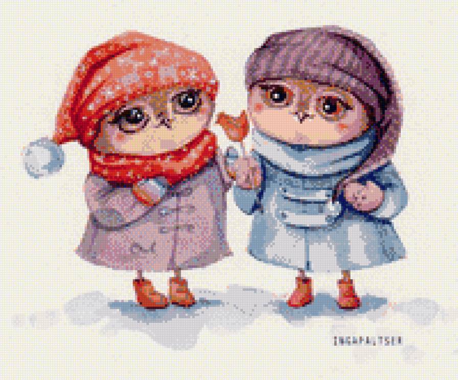 Птички - холод, для детей, пара, птицы - предпросмотр