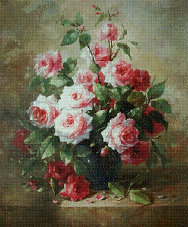 Картина с розами - букет, цветы - предпросмотр