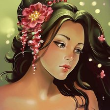 Схема вышивки «портрет девушки с цветами»