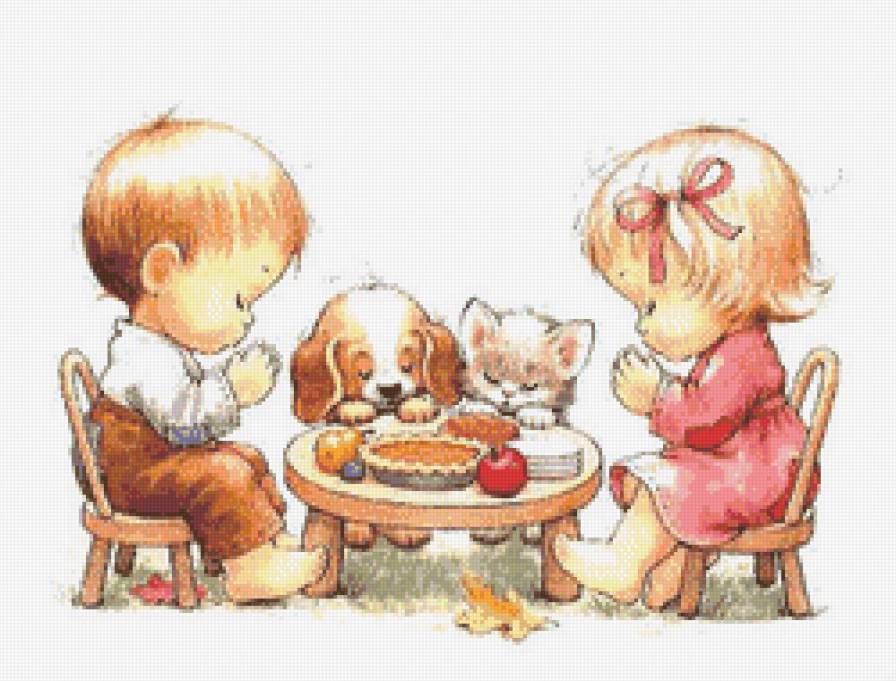 молитва - благодарение, дети, молитва, обед - предпросмотр