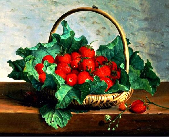 сочная клубника в корзине - лето, кухня, клубника, фрукты, корзина, еда, натюрморт - оригинал