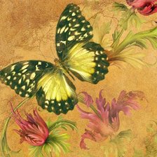 Оригинал схемы вышивки «бабочка и цветы» (№936406)