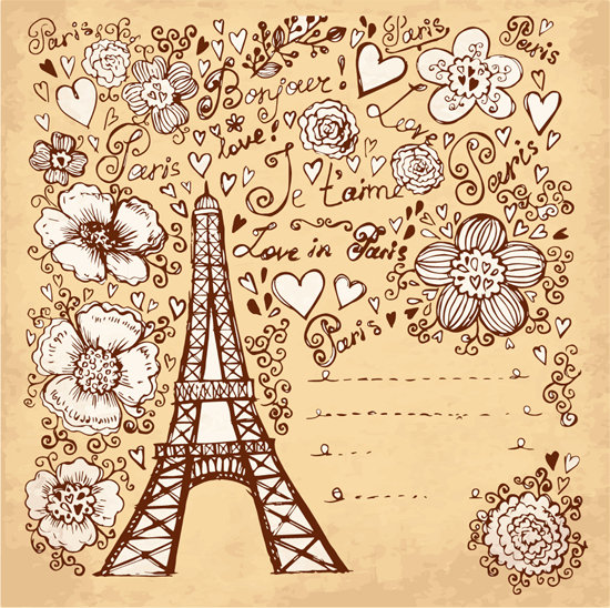 из парижа с любовью... - франция, цветы, открытка, париж, эйфелевая башня, любовь - оригинал