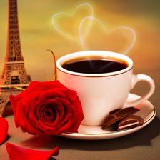 Схема вышивки «роза и кофе»