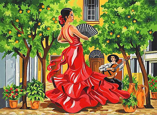 фламенко - гитара, девушка, лето, фламенко, страсть, испания, танец - оригинал