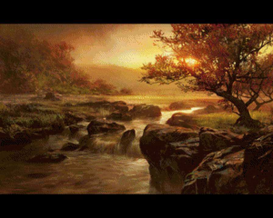 Речка - закат, природа, река - предпросмотр