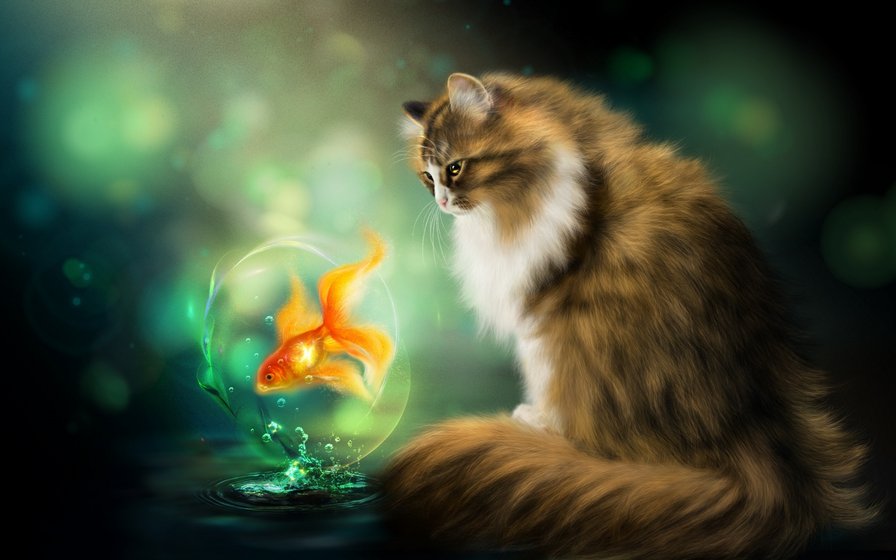 кот и золотая рыбка - кот - оригинал