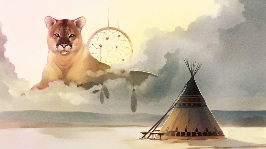 пума в облаках - пума, хищник - оригинал