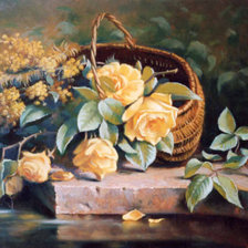 Схема вышивки «Корзина желтых роз»