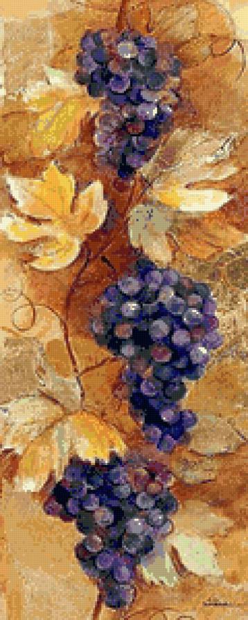 красный виноград (диптих часть 2) - фрукты, ветка, виноград, панно, диптих, еда, панель, кухня - предпросмотр