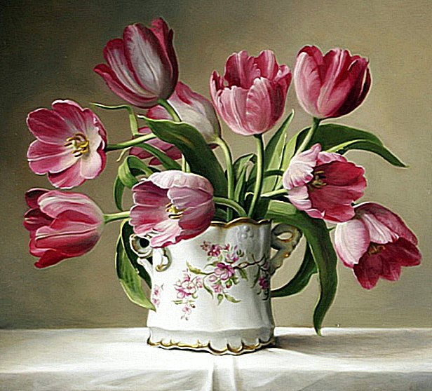 Серия "Букеты" - тюльпаны, цветы, ваза, букеты - оригинал