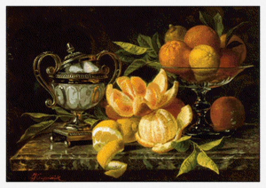 Натюрморт с цитрусами - натюрморт, фрукты - предпросмотр