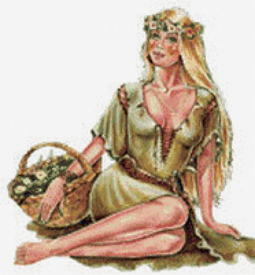 Русская краса - девушка с цветами, цветы, лето, девушка - предпросмотр