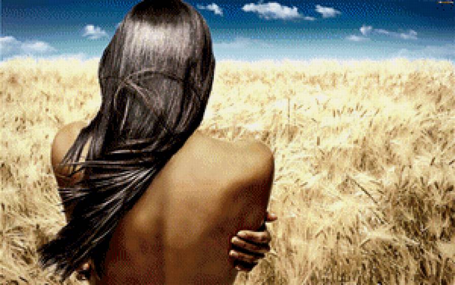 девушка - поле, девушка - предпросмотр