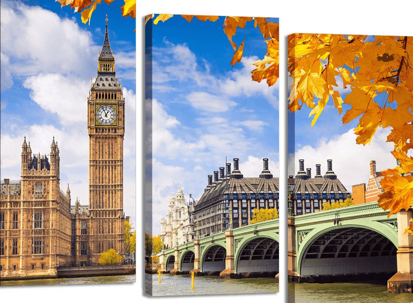 Серия "Диптих, триптих, полиптих" - городской пейзаж, англия, мост, осень, полиптих - оригинал