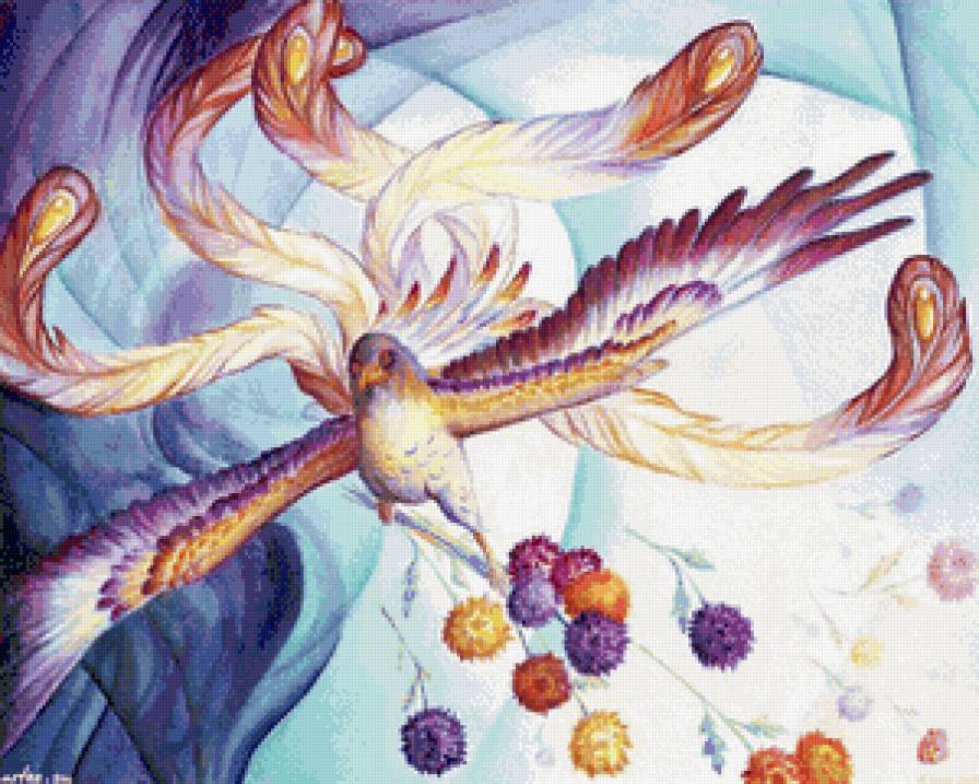 сказочная птица - сказка, птица, перья, картина - предпросмотр