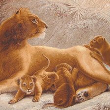 Схема вышивки «львица со львятами»