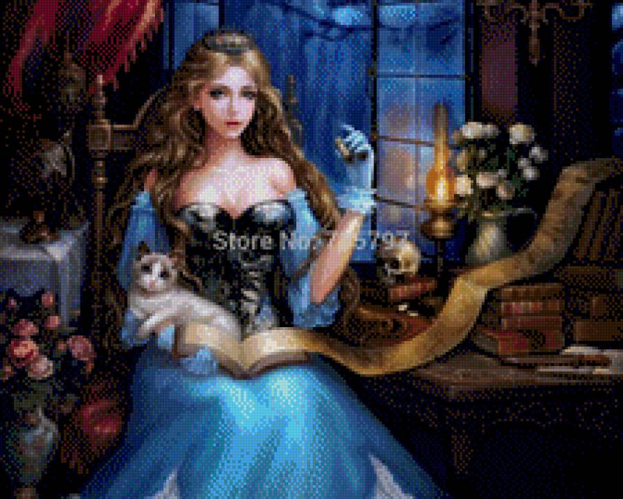 девушка с котёнком - предпросмотр