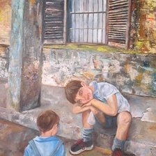 Схема вышивки «niños jugando a la coca»