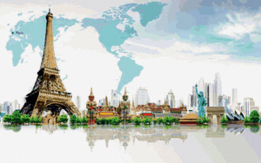 чудеса мира - мир, карта, памятник, чудеса, путешествие, арт - предпросмотр