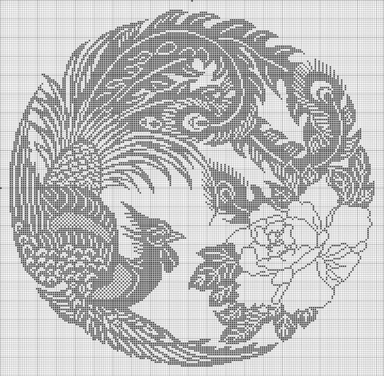 Павлин монохром - павлин, монохром - оригинал