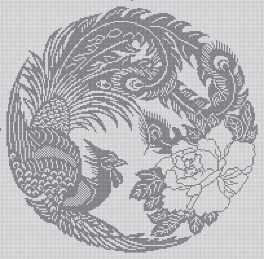 Павлин монохром - монохром, павлин - предпросмотр