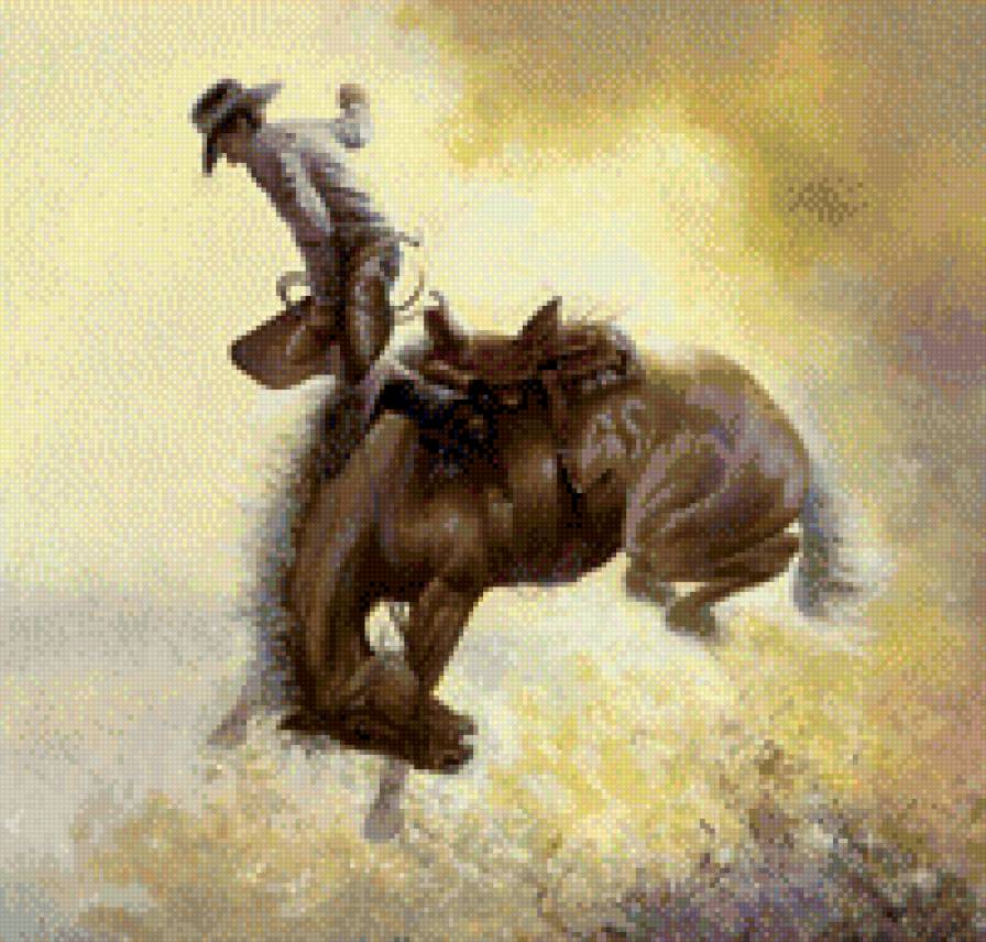 ковбой - ковбой, бег, родео, лошадь - предпросмотр