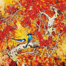 Оригинал схемы вышивки «птицы на дереве в японском стиле» (№940526)