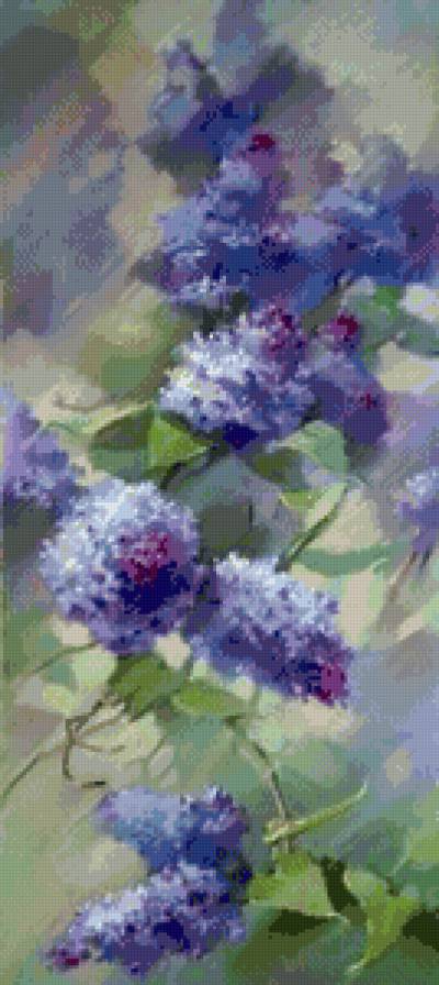 акварельная сирень (диптих часть 1) - весна, диптих, ветка, цветы, сирень, акварель - предпросмотр