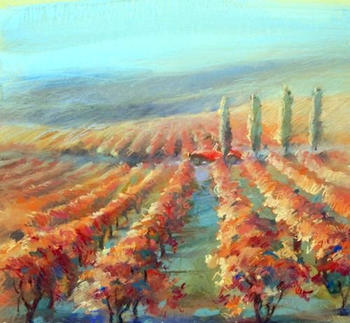 виноградники в провансе - франция, поле, виноградник, виноград, пейзаж, прованс, живопись - оригинал