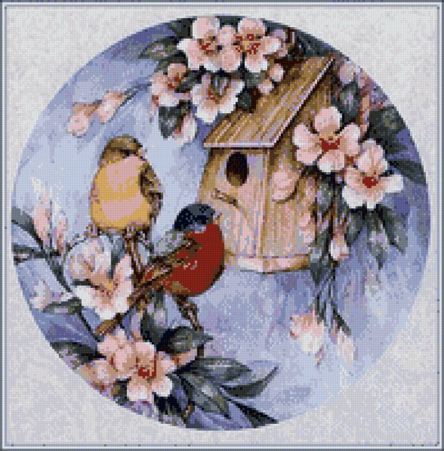 птички с цветами - предпросмотр