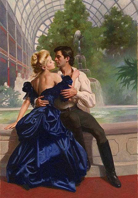 Серия "Гламур" - цветы, любовь, пара, фонтан, страсть, девушка, парень - оригинал