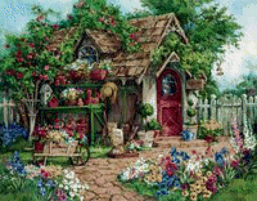 №940941 - цветы, дом, дворик - предпросмотр