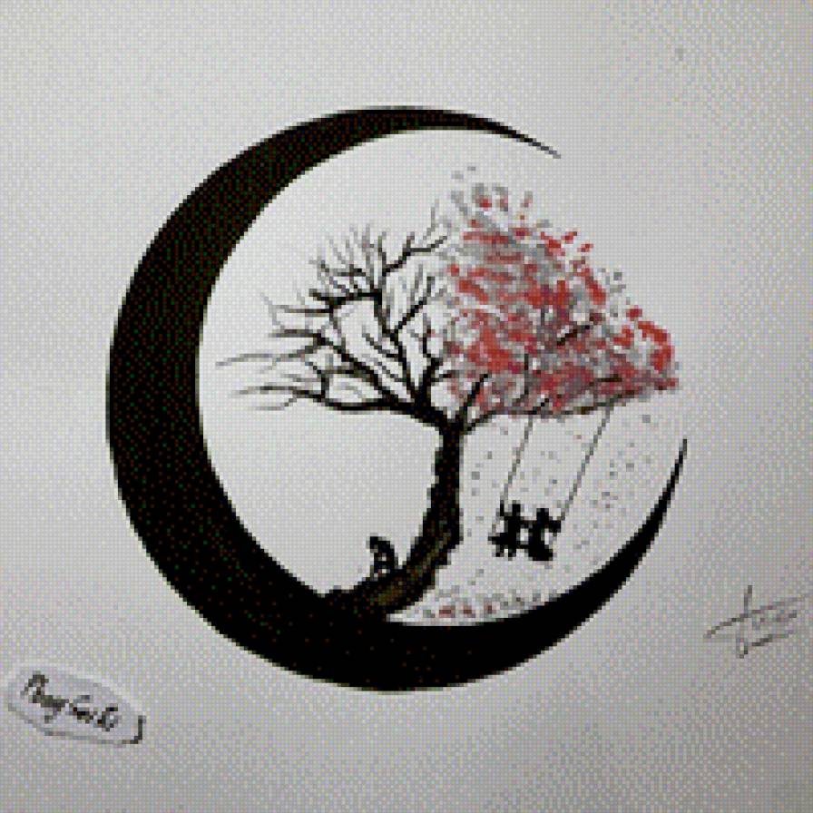 Луна - качели, луна, любовь - предпросмотр