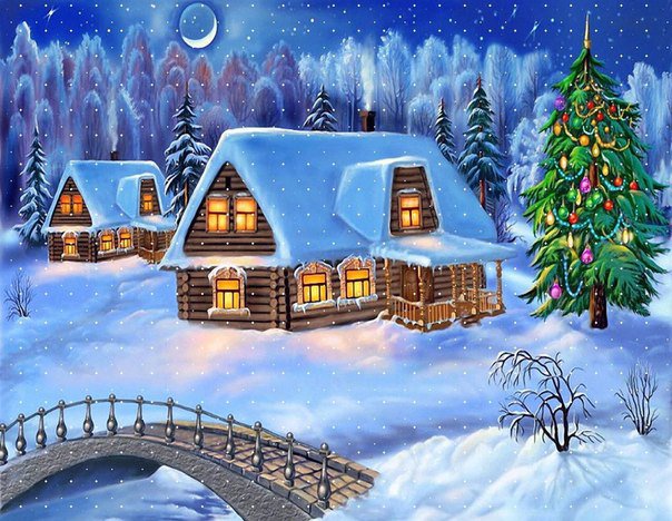 Рождественская ночь - зима - оригинал